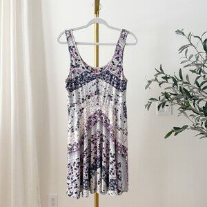Free People Floral Skater Dress | Patchwork Print | Size L